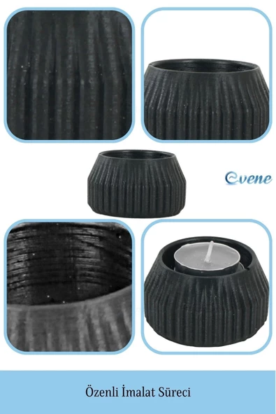 Evene Dekoratif Mumluk Tealight Mumluk Şamdan Mumluk 3 Lü Şamdan Model 38 - 7