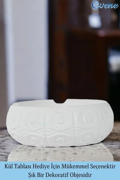 Evene Küllük Beyaz Kül Tablası Dekoratif Küllük 2 Adet Model 4 - Resim 3