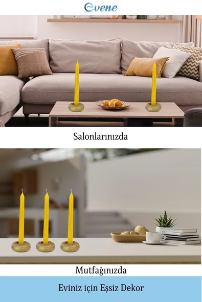 Evene Dekoratif Mumluk Tealight Mumluk Şamdan Mumluk 3 Lü Şamdan Model 33 - 4