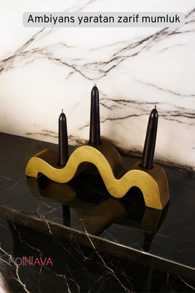 Fonnava Şamdan Mumluk Dekoratif Mumluk Tealight Mumluk Altın Eskitme Renk Model 13 - Resim 4