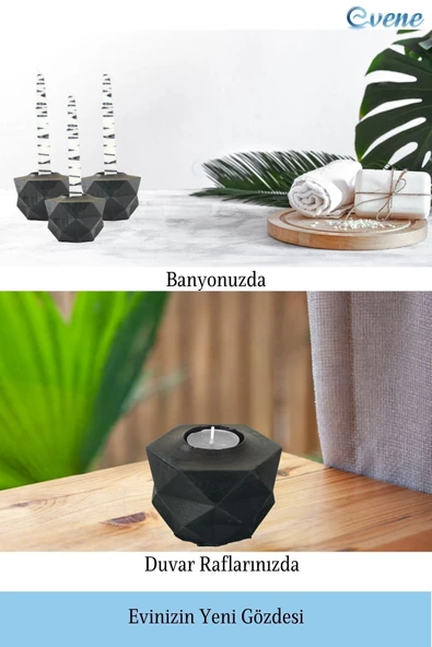 Evene Dekoratif Mumluk Tealight Mumluk Şamdan Mumluk 3 Lü Şamdan Model 42 - Resim 5