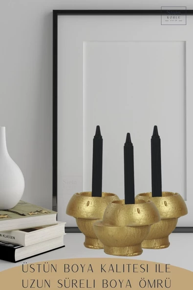 Stein Kohle Şamdanlık Dekoratif Şamdan Mumluk Tealight Mumluk Model 25 - Resim 4