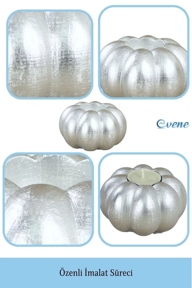 Evene Dekoratif Mumluk Tealight Mumluk Şamdan Mumluk 3 Lü Şamdan Model 34 - Resim 7