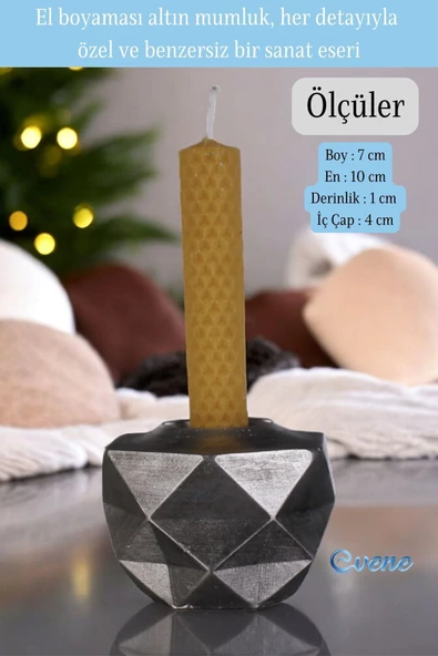 Evene Mumluk Şamdan Ince Mum Uyumlu Gümüş Eskitme Renk Model 45 - Resim 2