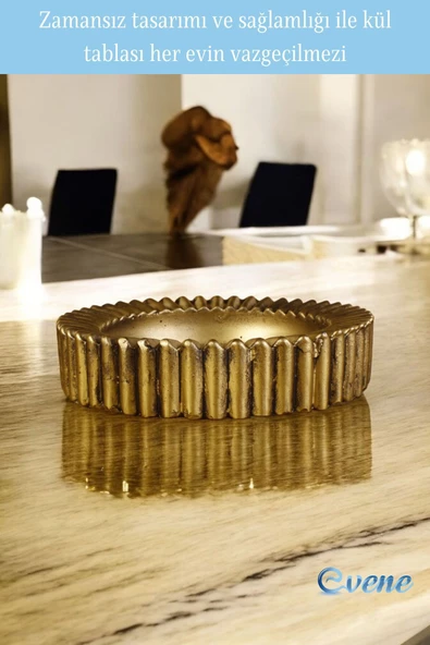 Evene Küllük Altın Eskitme Kül Tablası Dekoratif Küllük Model 5 - Resim 5