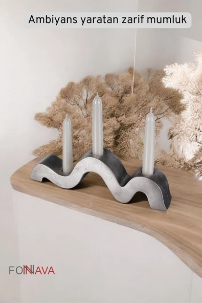 Fonnava Şamdan Mumluk Dekoratif Mumluk Tealight Mumluk Gümüş Eskitme Renk Model 13 - 5