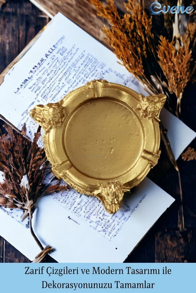 Evene Küllük Altın Kül Tablası Dekoratif Küllük 4 Adet Model 7 - Resim 4