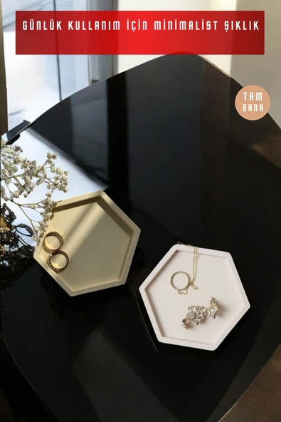 tambana Sunumluk Takı Tabağı Dekoratif Tepsi Obje Seti 2 Parça Model 11 - 2