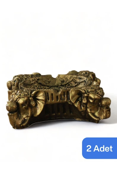 Evene Küllük Altın Eskitme Kül Tablası Dekoratif Küllük 2 Adet Model 6 ürün görseli 1