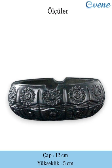 Evene Küllük Siyah Kül Tablası Dekoratif Küllük 4 Adet Model 4 - Resim 2