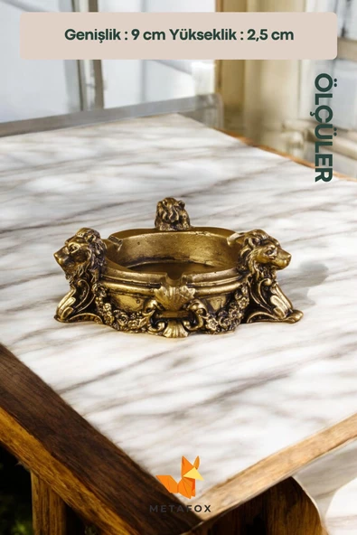 METAFOX Küllük Kül Tablası Sigara Küllüğü Altın Eskitme Renk Model 7 - Resim 4