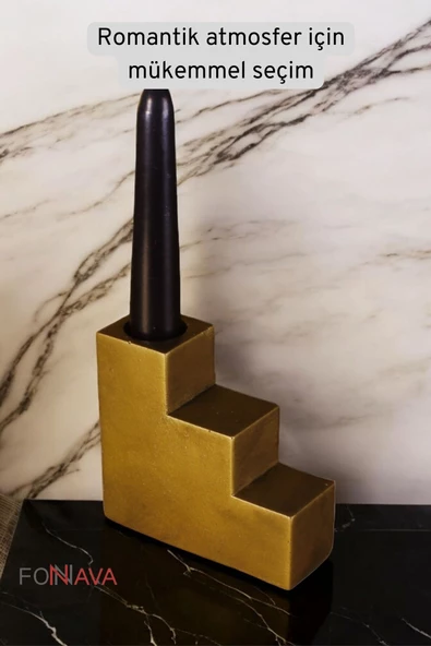 Fonnava Şamdan Mumluk Dekoratif Mumluk Tealight Mumluk Altın Eskitme Renk Model 18 - Resim 4