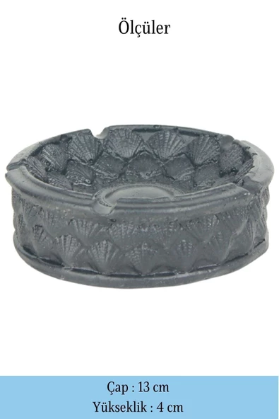 Evene Küllük Siyah Renk Kül Tablası Dekoratif Küllük Istiridye Model - Resim 2