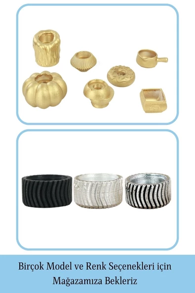 Evene Dekoratif Mumluk Tealight Mumluk Şamdan Mumluk 3 Lü Şamdan Model 26 - 6