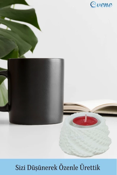 Evene Beyaz Mumluk Şamdan Tealight Ve Ince Mum Uyumlu Ejderha Yumurtası Model - Resim 5