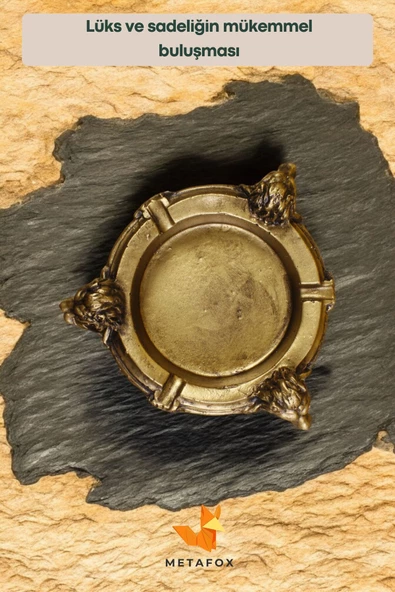 METAFOX Küllük Kül Tablası Sigara Küllüğü Altın Eskitme Renk Model 7 - Resim 3