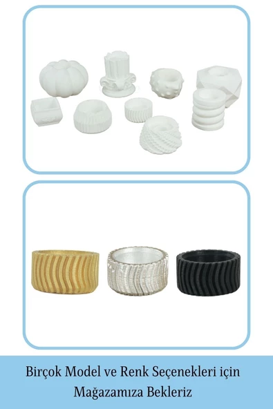 Evene Dekoratif Mumluk Tealight Mumluk Şamdan Mumluk 3 Lü Şamdan Model 26 - 6