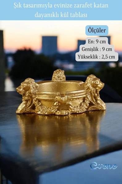Evene Küllük Altın Kül Tablası Dekoratif Küllük Model 7 - Resim 2