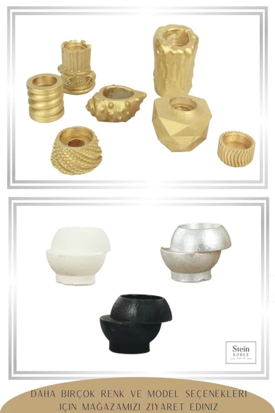 Stein Kohle Şamdanlık Dekoratif Şamdan Mumluk Tealight Mumluk Model 25 - Resim 5