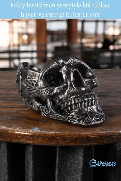 Evene Küllük Gümüş Eskitme Kül Tablası Dekoratif Küllük Model 8 - Resim 3