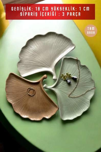tambana Sunumluk Takı Tabağı Dekoratif Tepsi Obje Seti 3 Parça Model 19 - Resim 3