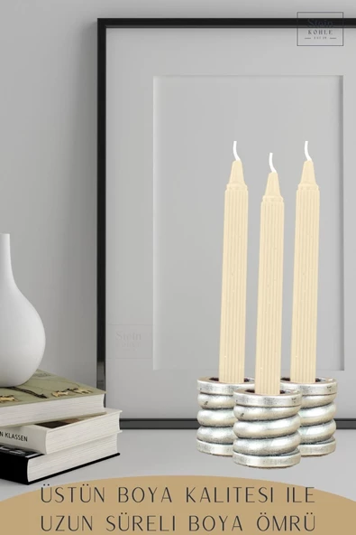 Stein Kohle Şamdanlık Dekoratif Şamdan Mumluk Tealight Mumluk Model 27 - 4
