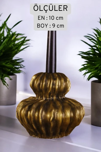 Fonnava Şamdan Mumluk Dekoratif Mumluk Tealight Mumluk Altın Eskitme Renk Model 19 - Resim 4