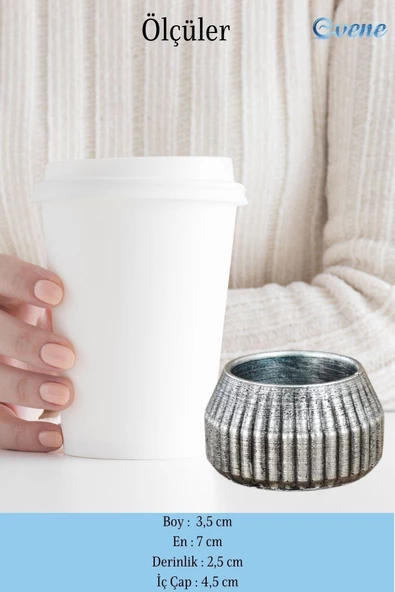 Evene Dekoratif Mumluk Tealight Mumluk Şamdan Mumluk 3 Lü Şamdan Model 38 - Resim 2