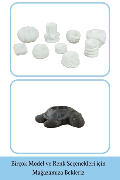 Evene Dekoratif Mumluk Tealight Mumluk Şamdan Mumluk 3 Lü Şamdan Model 41 - 6