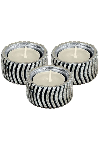 Evene Dekoratif Mumluk Tealight Mumluk Şamdan Mumluk 3 Lü Şamdan Model 26