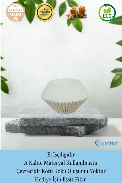 Evene Beyaz Mumluk Şamdan Tealight Mum Uyumlu Elmas Çizgili Model - Resim 8