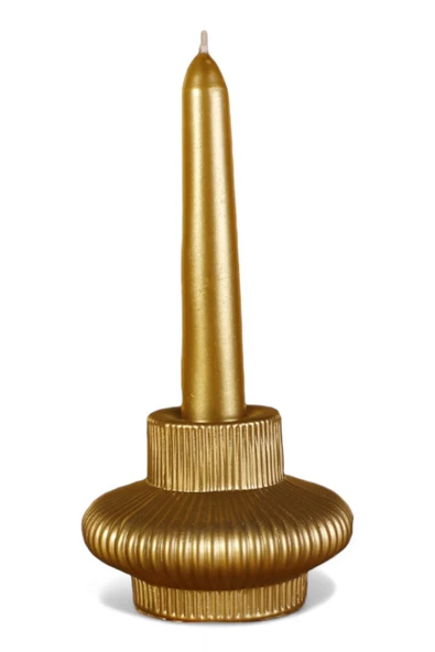 Evene Mumluk Şamdan Ince Mum Uyumlu Altın Renk Model 15 ürün görseli