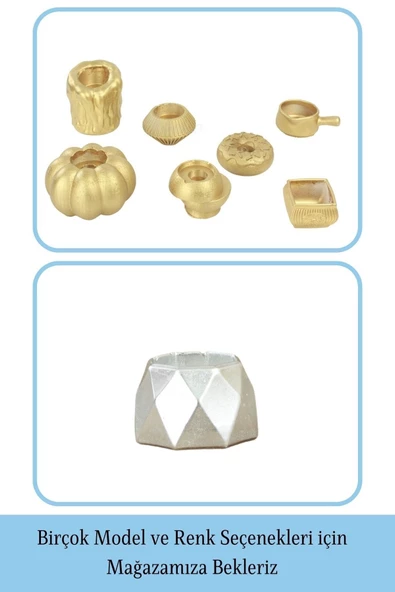 Evene Dekoratif Mumluk Tealight Mumluk Şamdan Mumluk 3 Lü Şamdan Model 35 - Resim 6