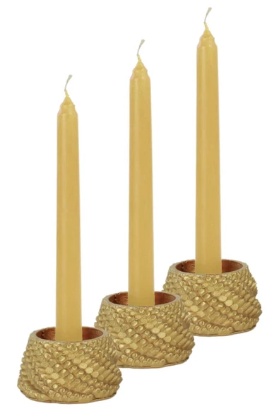 Evene Dekoratif Mumluk Tealight Mumluk Şamdan Mumluk 3 Lü Şamdan Model 40 - 1