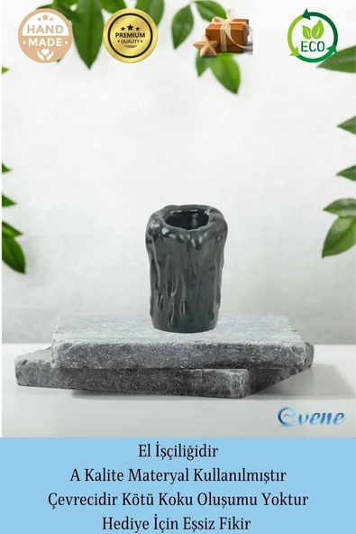 Evene Siyah Mumluk Şamdan Tealight Mum Uyumlu Büyük Erimiş Mum Model - Resim 8