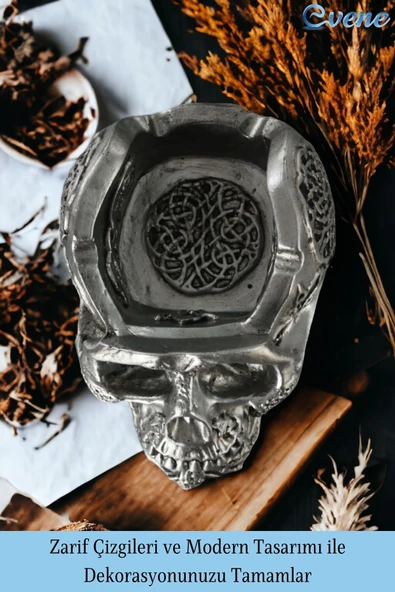 Evene Küllük Gümüş Eskitme Kül Tablası Dekoratif Küllük 4 Adet Model 8 - Resim 4