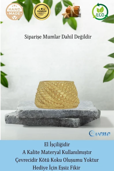 Evene Dekoratif Mumluk Tealight Mumluk Şamdan Mumluk 3 Lü Şamdan Model 40 - 8