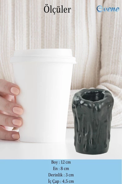 Evene Siyah Mumluk Şamdan Tealight Mum Uyumlu Büyük Erimiş Mum Model - Resim 2