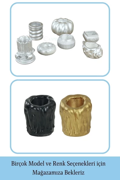 Evene Gümüş Mumluk Şamdan Tealight Mum Uyumlu Orta Erimiş Mum Model - 6