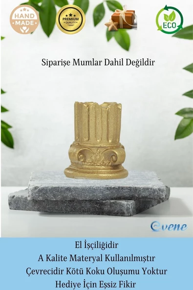 Evene Dekoratif Mumluk Tealight Mumluk Şamdan Mumluk 3 Lü Şamdan Model 39 - Resim 8