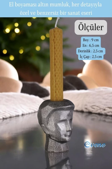 Evene Mumluk Şamdan Ince Mum Uyumlu Gümüş Eskitme Renk Model 10 - Resim 3