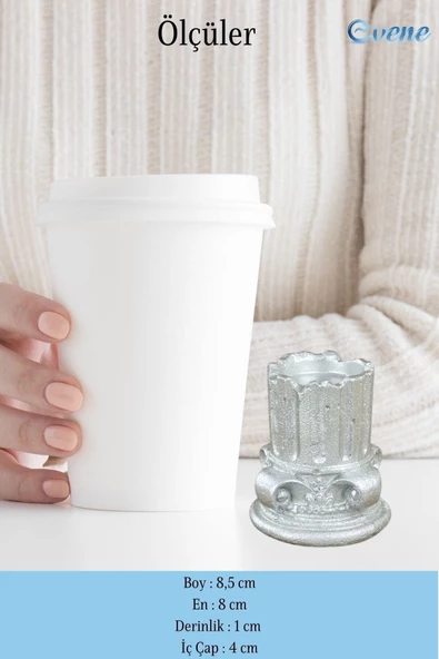 Evene Gümüş Mumluk Şamdan Tealight Mum Uyumlu Tarihi Sütun Model - 2