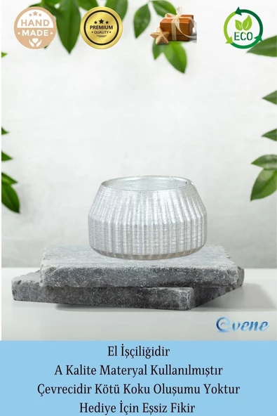 Evene Gümüş Mumluk Şamdan Tealight Mum Uyumlu Çizgili Model - Resim 8