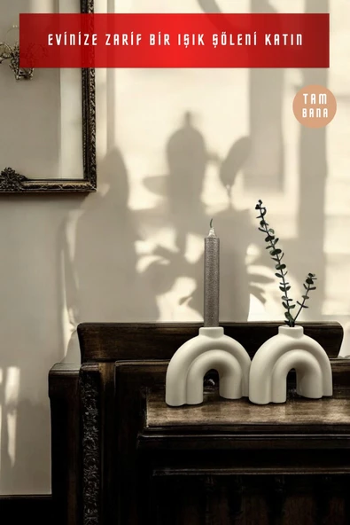 tambana Dekoratif Mumluk Set Şamdan El Yapımı Model 43 - Resim 2