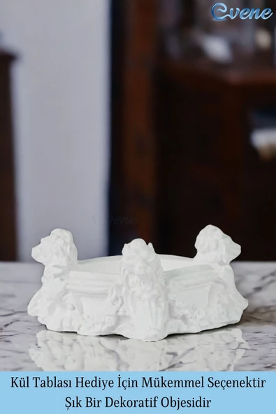 Evene Küllük Beyaz Kül Tablası Dekoratif Küllük Model 7 - Resim 3