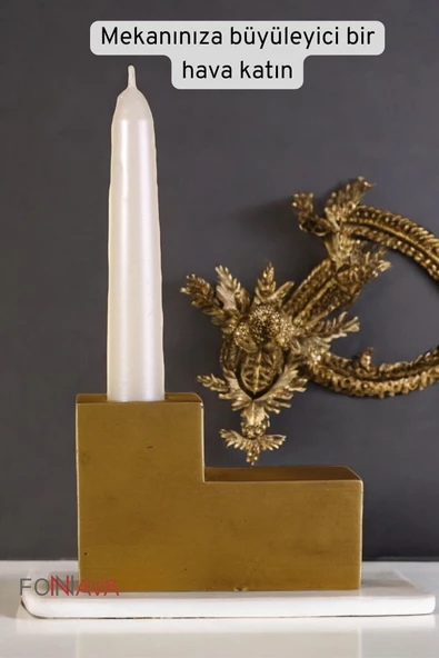 Fonnava Şamdan Mumluk Dekoratif Mumluk Tealight Mumluk Altın Eskitme Renk Model 17 - 2