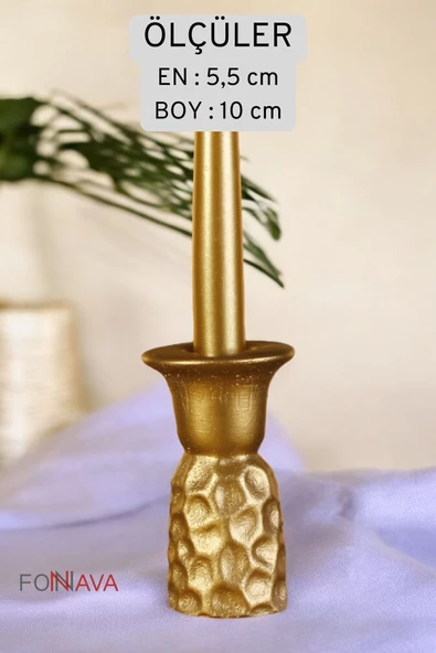 Fonnava Şamdan Mumluk Dekoratif Mumluk Tealight Mumluk Altın Renk Model 44 - Resim 4