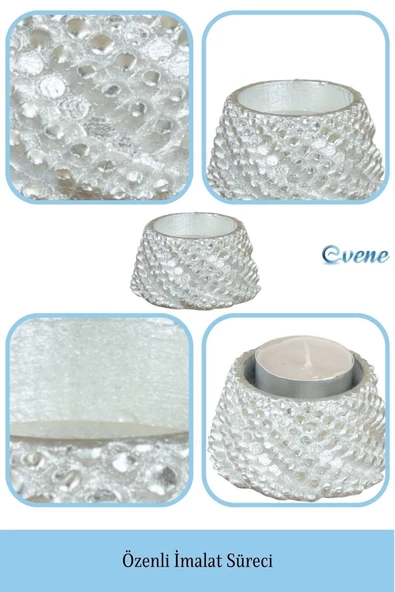Evene Gümüş Mumluk Şamdan Tealight Ve Ince Mum Uyumlu Ejderha Yumurtası Model - Resim 7