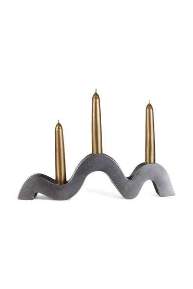 Evene Gümüş Eskitme Renk Mumluk Şamdan Ince Mum Uyumlu Model 13 ürün görseli 1