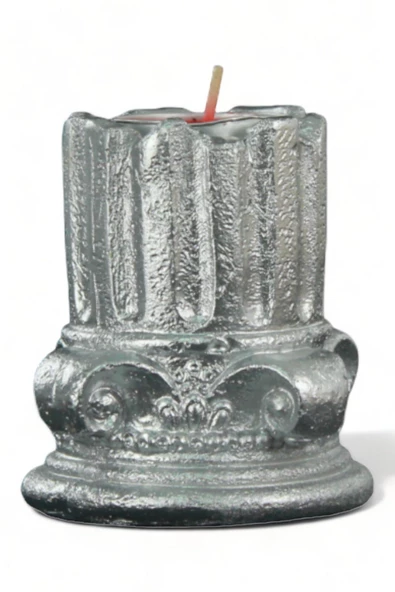 Evene Gümüş Mumluk Şamdan Tealight Mum Uyumlu Tarihi Sütun Model